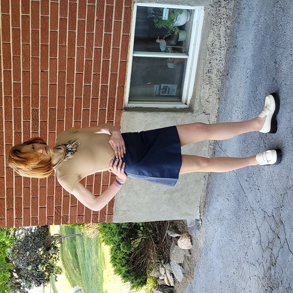 Vegan Leather Mini Skirt | Dark Blue | BNWOT - Picture 4 of 5